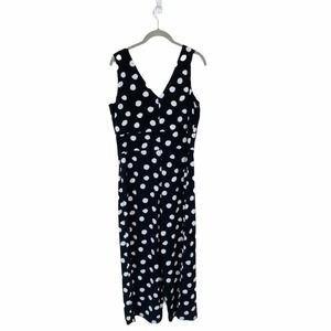 Rn Studios Jumpsuit Black and White Stretch Polkadot SZ 12 Ronni Nicole Retro